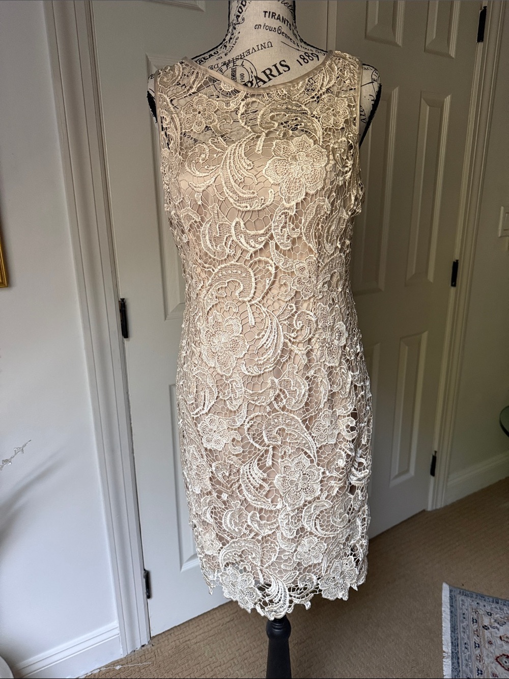 Cache Ivory Lace Midi Sheath Dress
